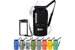 ‎EARTH PAK Earth Pak Dry Bag – wasserdichter Packsack mit Reißverschluss Tasche, Schultergurt und wasserfester Handyhülle – ideal beim Kajak Fahren, Camping, Angeln, Bootfahren und Rafting