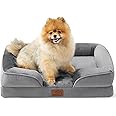 Bedsure Orthopedic Dog Bed - Bolster Dog Sofa Beds for Small Dogs, Supportive Foam Pet Bed with Removable Washable Cover, Waterproof Lining and Nonskid Bottom Couch, Grey