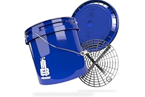 MAGIC BUCKET | Auto Handwäsche Bundle | Wascheimer mit passendem Eimer Deckel 3,5 US GALLONEN ca. 13 Liter | Mit Grit Guard Eimereinsatz Schmutzsieb | Waschset Blau/Schwarz