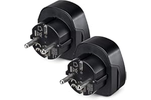kwmobile 2 x adapter podróżny UK na DE Schuko – typ F Niemcy, zestaw adapterów turystycznych do wtyczki typu G – wtyczka podróżna, adapter prądu w kolorze czarnym