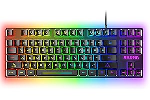 AKUMA - SHÔNEN T02 TKL 88 klawiszy z podświetleniem LED RGB Programowalna klawiatura gamingowa - przewodowa USB - AZERTY French - kompaktowa bez klawiatury numerycznej