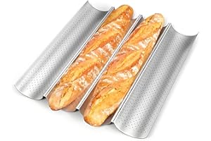 AMAGABELI GARDEN & HOME Amagabeli Plateau à Baguette, 38x33x2.5cm, Moule Pain Français, Moule à Pain Français Argent avec Revêtement Antiadhésif, Moule à Pâtisserie en Bâton Perforé Français