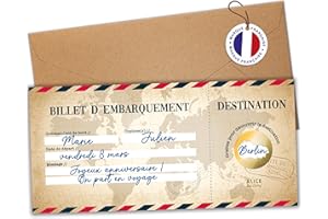 ALICEANDBERRY Carte à gratter Voyage Surprise | Carte d’embarquement personnalisable | Billet d’avion Road Trip | Noël / Anniversaire | Idée cadeau originale avec pastille à gratter - Design Vintage (1 carte)