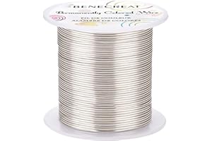 BENECREAT 30m 1mm Alambre de Cobre Alambre, Plateado, Alambre de Cuentas de Cobre Resistente Al Deslustre para Manualidades Fabricación de Joyas