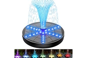 SZMP Fontaine Solaire Pompe Extérieur 2024 Upgraded, 4W avec 30 LEDs Colorées et 4000mAh Batterie Intégrée avec 8 Buses pour Petit étang, Bain d'oiseaux, Réservoir à Poissons, Décoration de Jardin