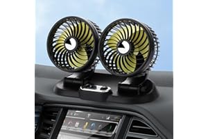 Geegear 12V Auto Ventilator, Doppel Ventilatoren 360° Rotation 2-Gang Kühlluftventilator Zigarettenanzünder Ventilator Individuelle Schalter für Auto SUV Wohnmobil Boot Autofahrzeuge