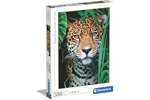 Clementoni - Pussel Jaguar en la Jungla 500pzs Ansök inte om samlingen Jungle-500 Tillverkad i Italien, 500 stycken, djur, vuxenkul, Multifärg, Medium, 35127
