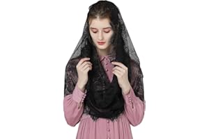 BEAUTELICATE Velo Mujer Mantilla De Encaje Española Católica Bordado Chal Bufanda Boda Novia Accesorios Despedida de Soltera Decoración Negro Blanco