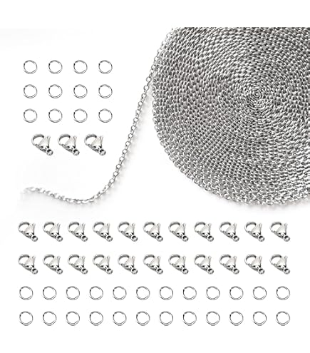 PH PandaHall 7 Stili Collana Catene Corda In 304 Acciaio Inox/Graffetta/ Serpente/Catene A Maglie Cubane Per Gioielli Fai Da Te Collana Con Dichiarazione Per Uomo Donna 6.5m