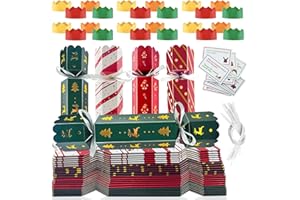 Fox·Bunny Christmas Crackers, 24Pcs Make Your Own Christmas Crackers Kit, with Hats Joke Cards for Christmas Family Crackers Gift