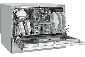 Exquisit® Lavavajillas 55Cm, Clase D, Color Plateado, 6 Servicios, 7 Programas, Indicador Falta Sal y Abrillantador, Programa 30 Min, Inicio Diferido, Consumo 49 kWh/100ciclos, Medidas 43,8x55x50 Cm.