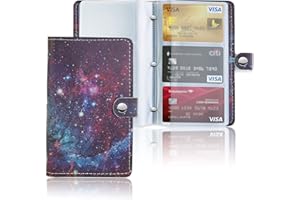 Czzmy Porta biglietti da visita, capacità 96 carte,in pelle ecologica(1-Notte stellare)