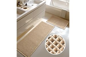 Furicher Large Waffle Bath Mat Set, Non Slip Bathroom Mat Set, Ultra Absorbent Bath Mats for Bathroom Decor, Extra Soft Floor Bathroom Rugs Sets 2 Piece, Washable Bath Mats (51×119cm and 41×61cm)