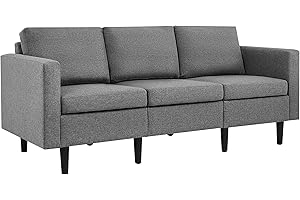 ‎YAHEETECH Yaheetech 3 Sitzer Sofa Gästesofa Modern Couch 3er Sitzsofa Bequeme Polsterung 188,5×79×80 cm fürs Wohnzimmer/Schlafzimmer/Gästezimmer, Sofateile unter dem Polster verpackt Hellgrau