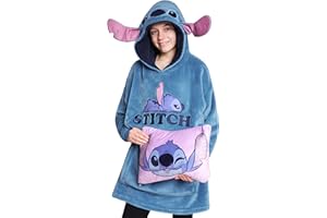 Disney Stitch Bluza z Kapturem dla Dzieci i Młodzieży - 2 in 1 Ponadwymiarowy Polar Bluza Baby Yoda - Stitch Prezenty