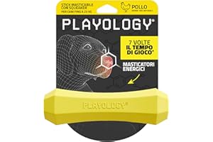 Playology Bâton à mordiller siffleur pour Chiens de Taille Moyenne (7-16 kg) | Jouet Stimulant pour Chiens au Parfum Poulet 100% Naturel pour Les mâcheurs endurcis | Facile à Nettoyer