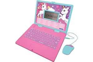 Lexibook, Unicorno, Computer educativo e bilingue in Inglese/Spagnolo, Giocattolo per Bambini con 124 attività per Imparare, Giocare e Ascoltare Musica, Colore Rosa, Talla Unica, JC598UNIi2