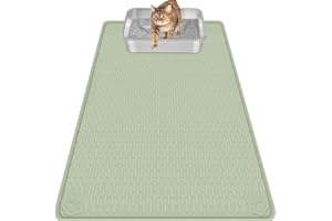 Bartuke Alfombra Arenero Gato, Alfombrilla Arenero Gato de silicona extra grande de 40 "x 28" para controlar la basura de la dispersión, suave en las patas de gatito, fácil de limpiar (Verde)