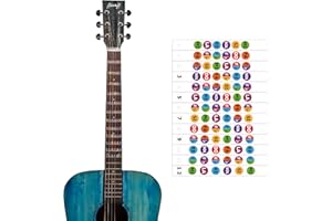 ffalstaff - Adesivi in PVC Trasparente per Chitarra Acustica con Notazione Italiana | Stampati in Italia | Facili da Applicare e Rimuovere