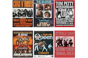 KYSUN 6 PCS d'Album de Band, Affiches Esthétiques de Groupe de Rock pour Chambre, Kit de Collage Mural Vintage, Impressions sur Toile de Pochettes Sans Cadre Affiche, pour Chambre à Coucher, Salon, 8x10in