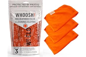 OLKIEQZ WHOOSH! Screen Cleaner,Microfiber Cleaning Cloths Set. Best for Smartphones, iPads, Eyeglasses, Kindle, LED, LCD & TVs 14"x14" (3 Pack)