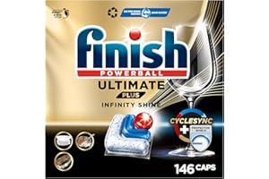 ‎FINISH Finish Ultimate Plus Infinity Shine Spülmaschinentabs – Geschirrspültabs für intensive Reinigung, Fettlösekraft und Glanz mit Schutzschild – 2x73 Finish Caps