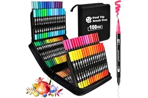 ‎KAZATE KAZATE Filzstifte zum Ausmalen für Erwachsene, 100 Farben, Filzstifte, Doppelspitze, Aquarell, feine Spitze, für Kinder, zum Zeichnen, Mandalas, Manga, Doodling, Scrapbooking