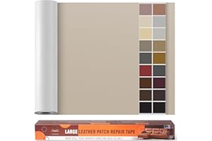 OAZ Extra Grande Patch per Riparazione in Pelle, 60 x 300 cm Kit di Riparazione in Pelle, Grandi Toppe Autoadesive in Pelle per Mobili, Sedili Auto, Divani, Sedili Dello Stivale Liscio Grigio avorio