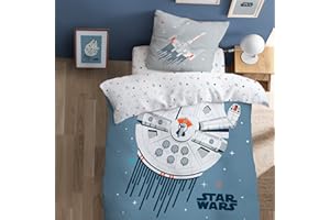 CTI Pościel z nadrukiem 100% Bawełna, Star Wars Home Saucon Millenium 47683 140x200 cm + 63x63 cm lodowy niebieski