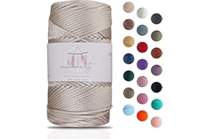 Makromecity Makramee Garn 2mm x 115m Premium Polyester Macrame Cord Polypropylene Yarn für Handwerk Wohndekorationen Platzteller Umhängetasche Handtasche Runner Schnullerkette 20 Farbe