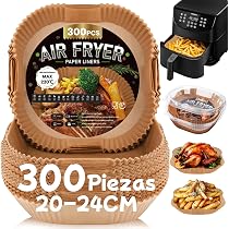 Papel De Horno Para Freidora De Aire Doble Cámara - 200 Hojas 22x14 Cm, Resistente Hasta 230°C, Sin BPA