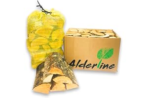 Alderline Kiln Dried Firewood Logs for Fireplace, Firepit, Chiminea, Campfires, Pizza Ovens and More, 25cm (1 Box (9 Kg))