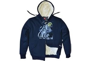 thb Richter Herren Kapuzenjacke Tattoo Print Winterjacke Sweatjacke mit Fell Teddyfell Teddyfutter warm gefüttert Hoody Hoodie gefuttert Kapuze Innenfutter Pullover mit Aufdruck