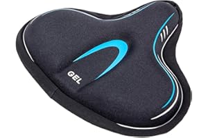 YBEKI Funda Ancha con Gel para Asiento de Bicicleta Estática – Reducción 72% Presión | 2cm Gel + Espuma Memoria | Anti-Deslizante | Compatible Peloton/YOSUDA/Schwinn | Ámbito de aplicación 8.5-10"