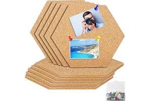 DATEFUN 10 Stück Pinnwand Kork, Sechseckige Korkplatte Selbstklebende Korkwand, Korkplatten für Die Wand mit 70 Stück Pushpin, Memoboard Wird Notizen, Aufhängen von Fotos, Bilder, Zimmer Deko