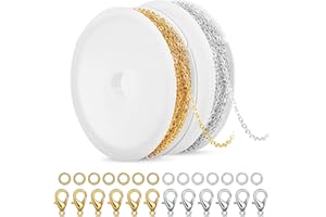 SANNIX 20 Füße Halskettenketten 1,8 mm Schmuckherstellungsketten für Halsketten, Ohrringe, Armbänder, Schmuckherstellungszubehör, Metallkettenhalskette mit Karabinerverschlüssen und Biegeringen