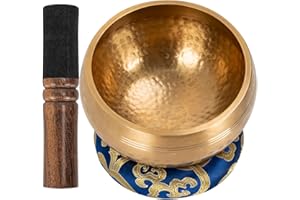 IBVIVIC Campana tibetana, 13 cm, grande, originale, realizzata a mano, con bacchetta e cuscino per principianti e professionisti