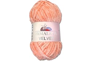 Wohnkult Himalaya 90023 - Laine Velvet Dolphin - 100 g - 40 couleurs au choix - Fil chenille à tricoter - Pelucheux et brillant - Pour accessoires, vêtements et couvertures - Pêche