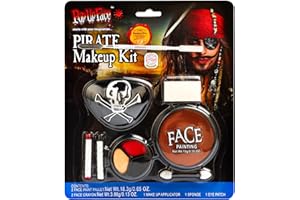 Kit Maquillage Halloween Pirate ELF-GRETTER pour Visage Enfant Adulte avec Palette Peinture Corporelle, Crayons de Maquillage, Masque pour Yeux de Pirate, Kit Halloween Makeup pour Carnaval Cosplay