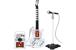 THE MAGIC TOY SHOP Kids Electric Rock Star Guitar & Microphone Karaoke Set Amplifier Musical Toy