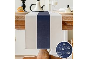 Vorysum Runner Tavolo Moderno Poliestere Impermeabile Tovaglia Antimacchia Runner Effetto Lino Lavabile Decorazione Tavolo da Pranzo Sala da Pranzo, Feste, Festival Matrimoni (Blu, 40x140cm )