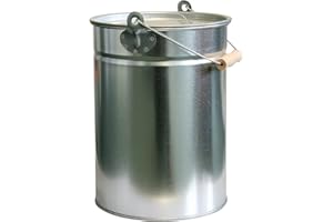 Kamino-Flam Zink-Ascheeimer mit Deckel - Kohleneimer klein, 14l - Kohleeimer verzinkt - Zinkeimer / Asche-Mülleimer als Kamin-Zubehör, für den Grill & für Kohlen