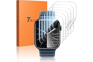 TAURI 6 Pack Screen Protector for Apple Watch Series 9/8/7 45mm & Series 6/5/4 SE 44mm, Bubble-Free, HD Clear, Easy Installation, Ultra-thin Flexible TPU Protective Film for iWatch 45mm/44mm
