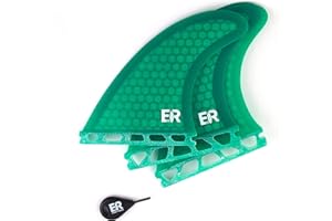 Eisbach Riders - Future Surfboard Fiberglas Honeycomb Thruster Fin Set with Fin Key - Quillas para Tablas de Surf - Size Medium