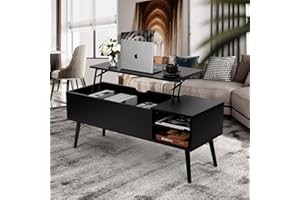 VOWNER Tavolino da Caffè, Tavolino Allungabile, 108x40x45 CM, Tavolino da Caffè Regolabile in Altezza, Stabile Tavolo Rialzabile, Facile da Sollevare e Chiudere, con Scomparti Nascosti più Grandi