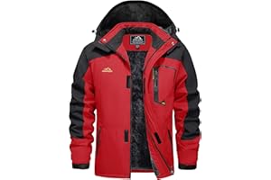 EKLENTSON Hommes Manteaux-Hiver Veste Imperméable Coupe-Vent Escalade Ski Veste Polaire Chaud Vêtements d'extérieur Sport Manteau à Capuche Multi Poches Zippées