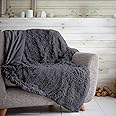 HUG & SNUG Sherpa Fleece Blanket Throws For Sofas Large Double Bed, Luxury Warm Fuzzy Faux Fur Fluffy Blanket For Bed Couch & Sofas Settee, 150 x 200 Cm, Charcoal