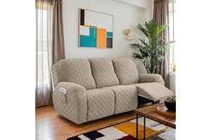 OKYUK OKUYUK - Funda para silla reclinable, 8 piezas, fundas elásticas para silla reclinable, suave, protector de muebles para perros y gatos (gris pardo, 3 plazas)