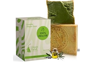 GREEN FADEL Sapone di Aleppo Originale, 100% Olio d'Oliva, 1 x ca. 200g (Genuine) Sapone all'Olio d'Oliva, Naturale, Fatto a Mano, Vegano, per Viso e Corpo