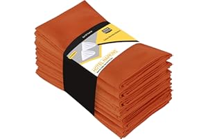 Utopia Kitchen Servilletas de Tela [12 Paquetes, Naranja] 46x46 cm Mezcla de Algodón Lavable y Reutilizable Servilletas de Mesa para Hotel, Comida, Restaurante, Bodas, Eventos y Fiestas